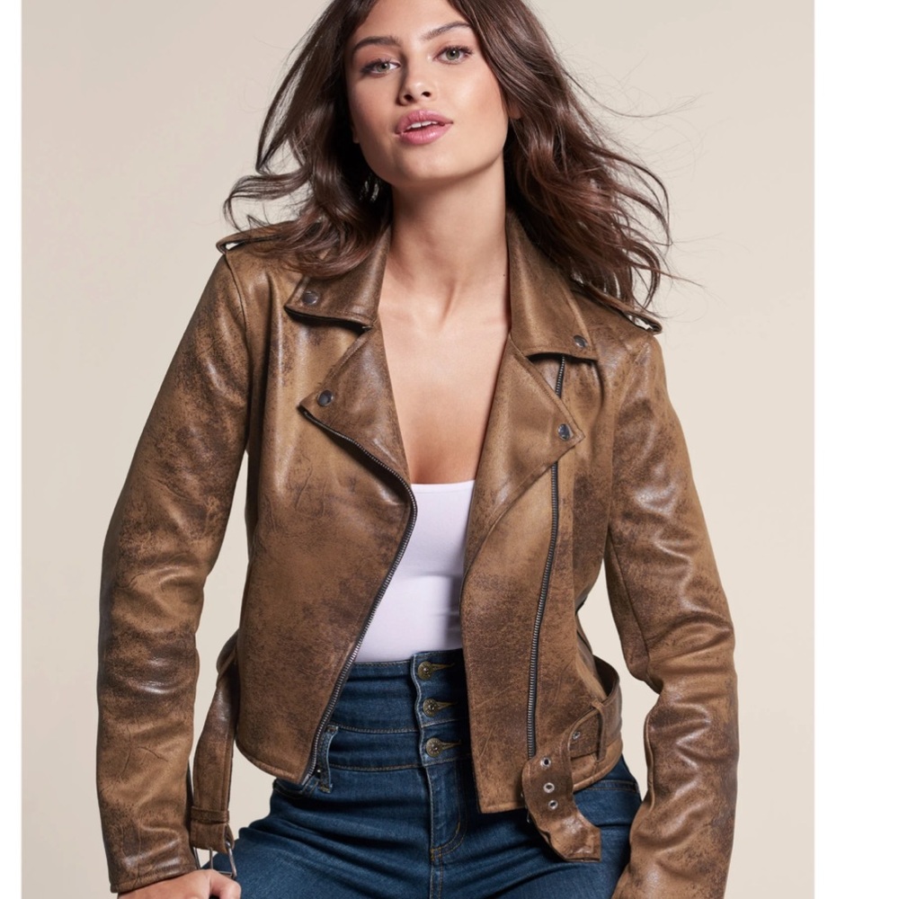 VENUS Distressed brown Moto Jacket for Women